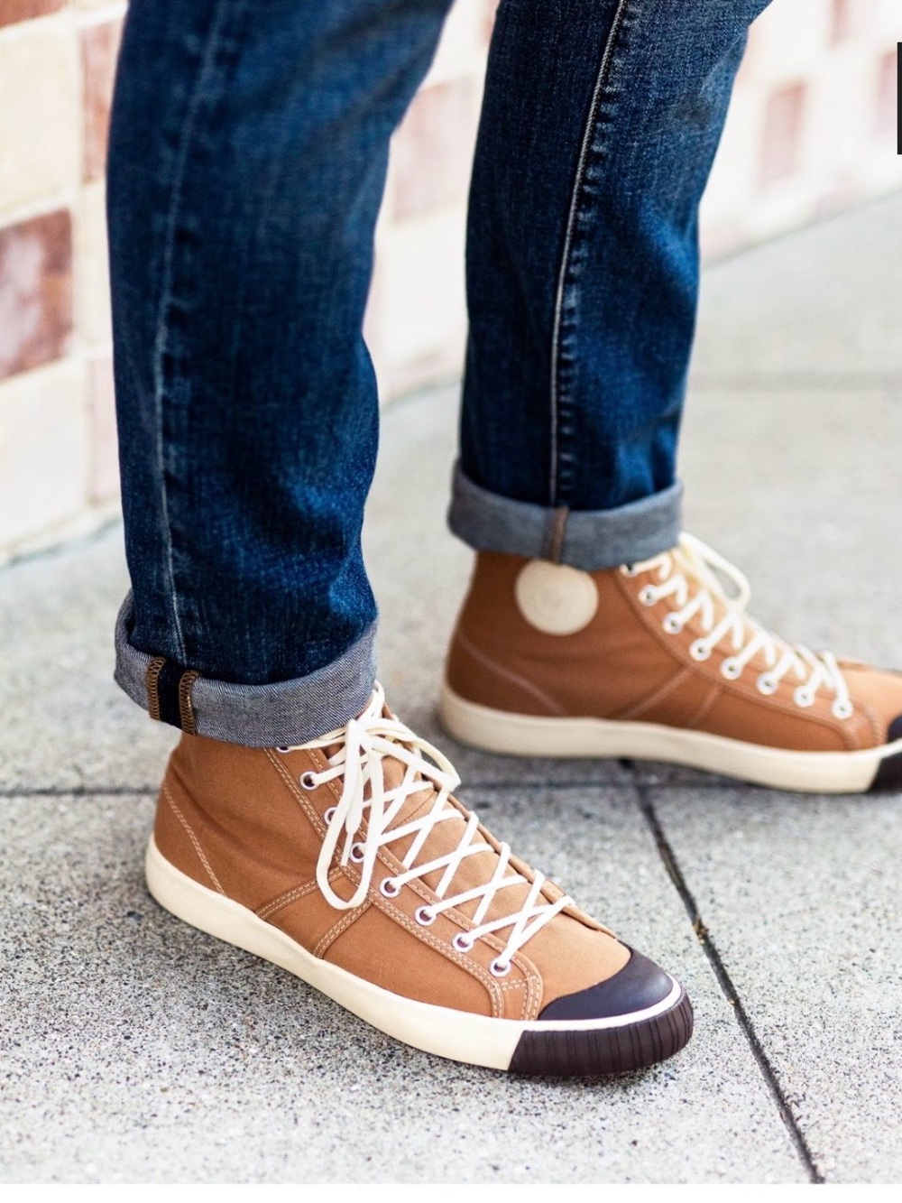 Colchester Rubber co.Men's High-Top Canvas Sneakers in Tan with Dark Toe - Picture 6 of 9